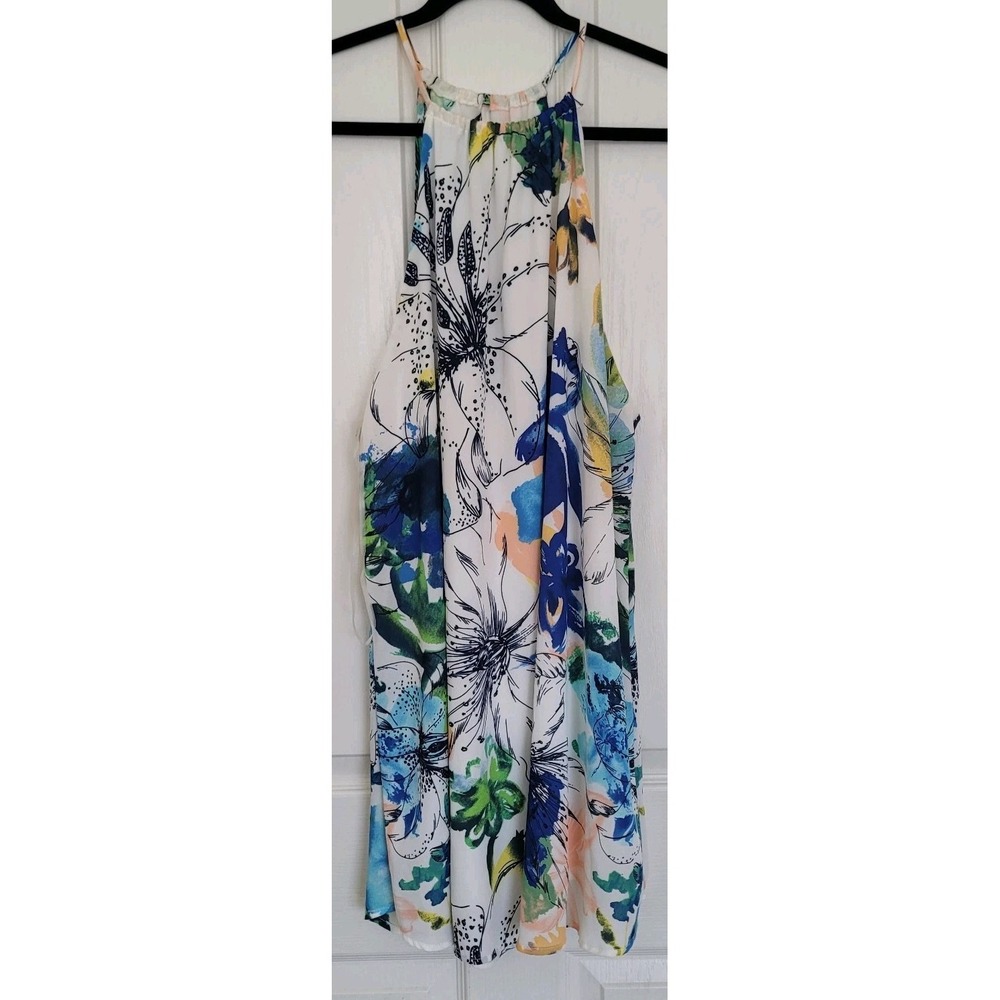 Mahina Women's Floral Halter Sleeveless Dress Multicolor Size L